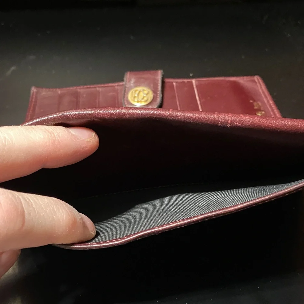Bosca Full grain leather vintage checkbook burgundy wallet